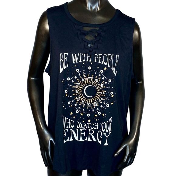 Weekend Soul NWOT Sleeveless Black Tank with Celestial Print Womens Size XXL - Picture 1 of 4